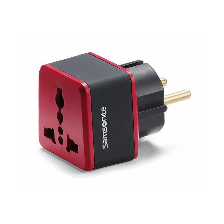 Samsonite Grounded Adapter Plug (Europe/Mid East) - Black/Red