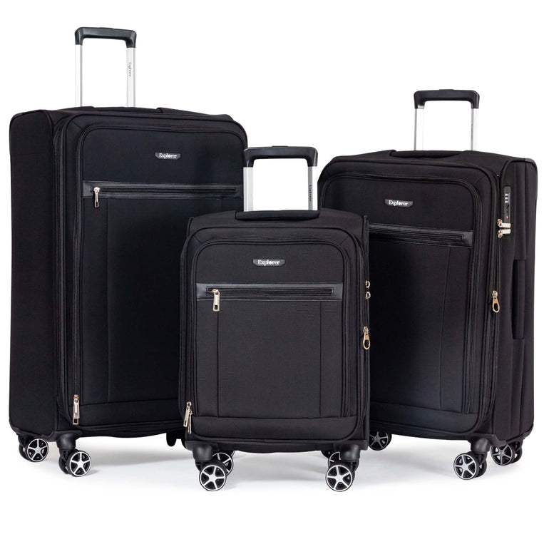 Explorer Onyx Expandable 3-Piece Luggage Set