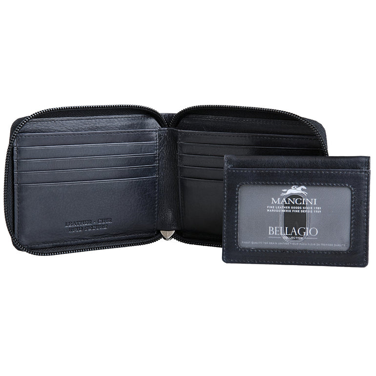 Mancini BELLAGIO Zippered RFID Billfold With Removable Passcase