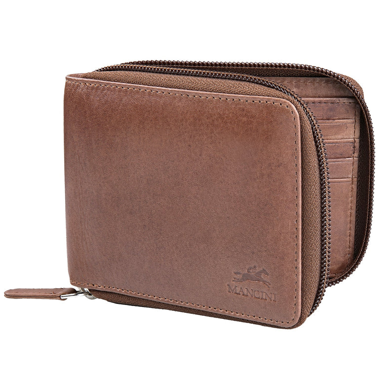 Mancini BELLAGIO Zippered RFID Billfold With Removable Passcase