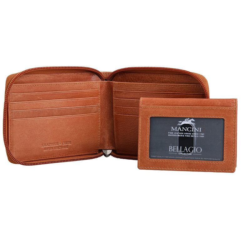 Mancini BELLAGIO Zippered RFID Billfold With Removable Passcase
