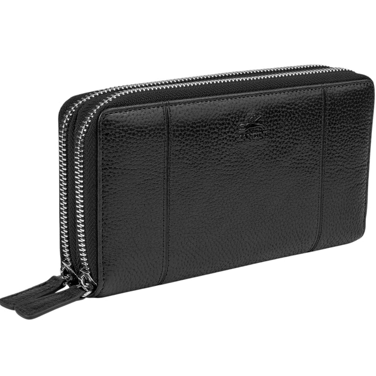 Mancini Fifth Avenue RFID Secure Double Zipper Wallet