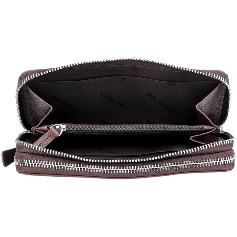Mancini Fifth Avenue RFID Secure Double Zipper Wallet