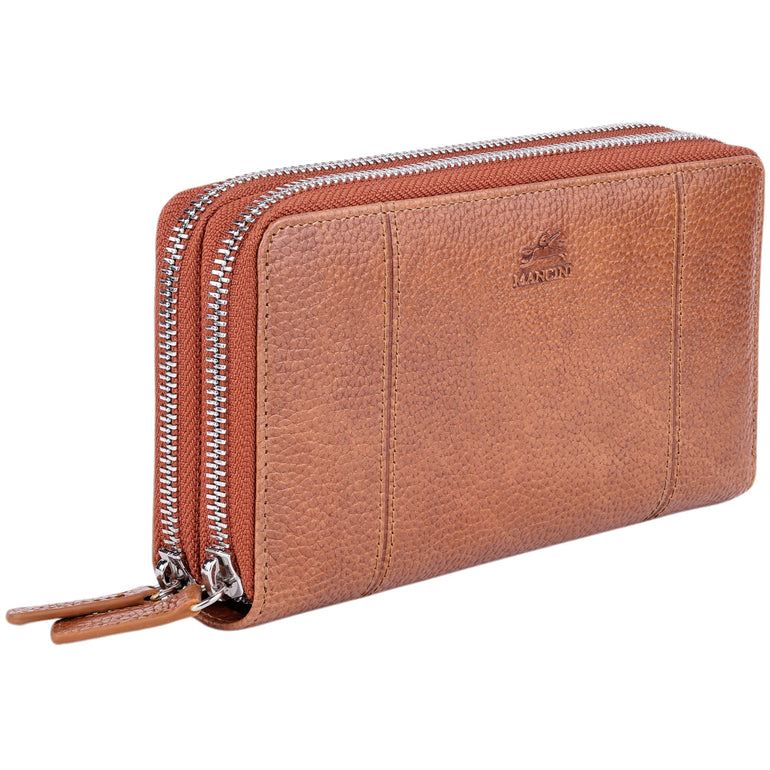 Mancini Fifth Avenue RFID Secure Double Zipper Wallet