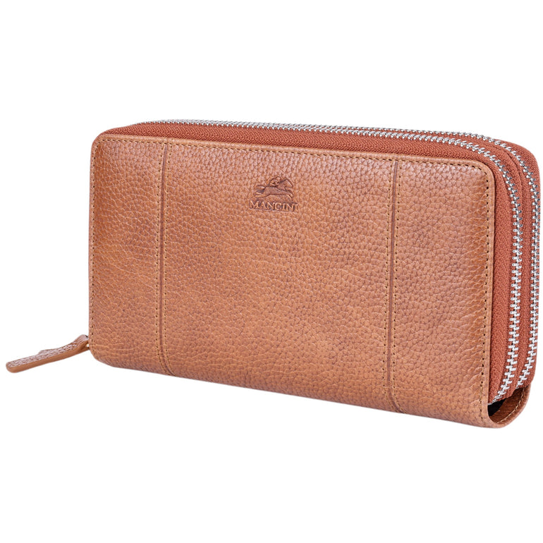 Mancini Fifth Avenue RFID Secure Double Zipper Wallet