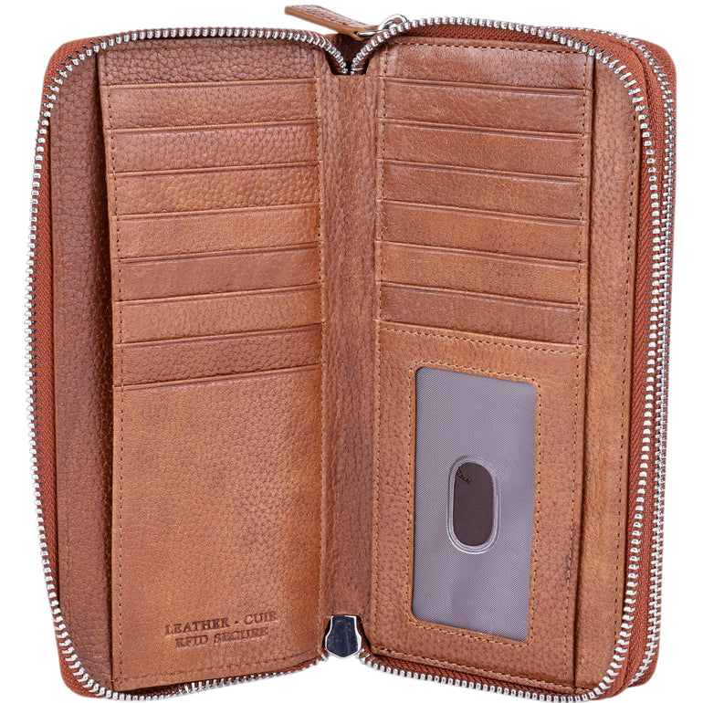 Mancini Fifth Avenue RFID Secure Double Zipper Wallet