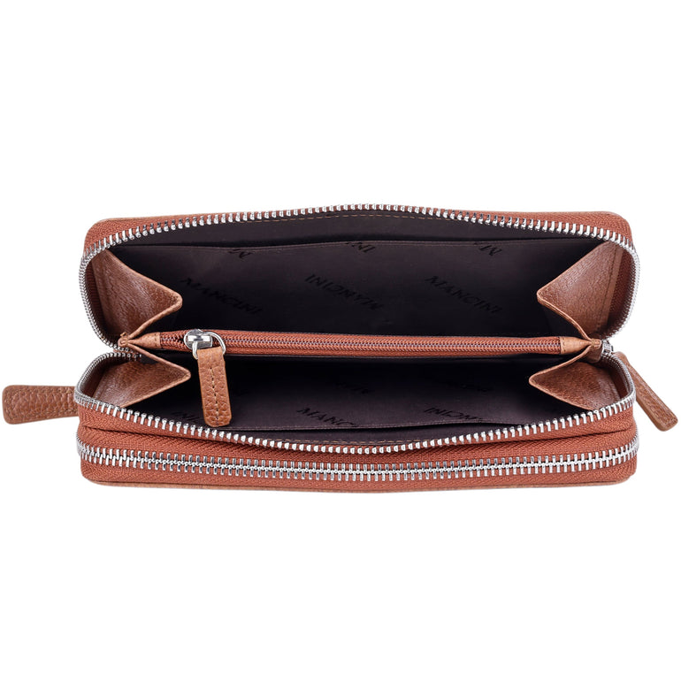 Mancini Fifth Avenue RFID Secure Double Zipper Wallet