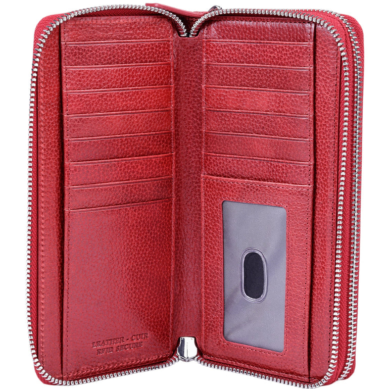 Mancini Fifth Avenue RFID Secure Double Zipper Wallet