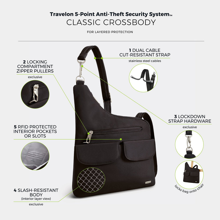 Travelon Anti-Theft Classic Crossbody Bag (RFID Blocking)