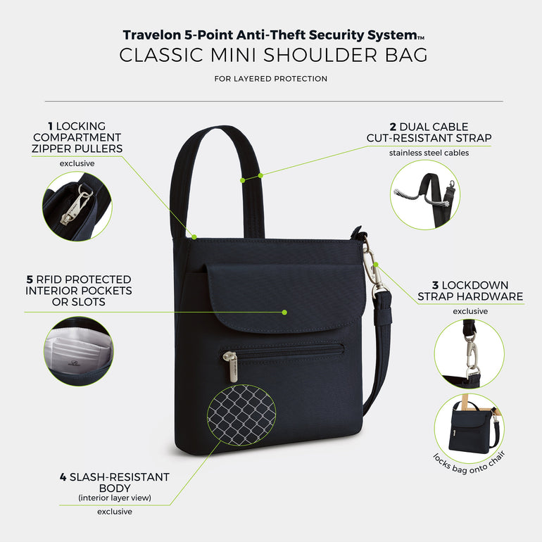 Travelon Anti-Theft Classic Mini Shoulder Bag