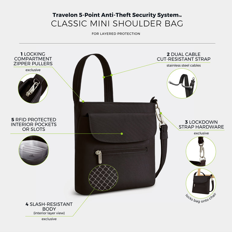 Travelon Anti-Theft Classic Mini Shoulder Bag