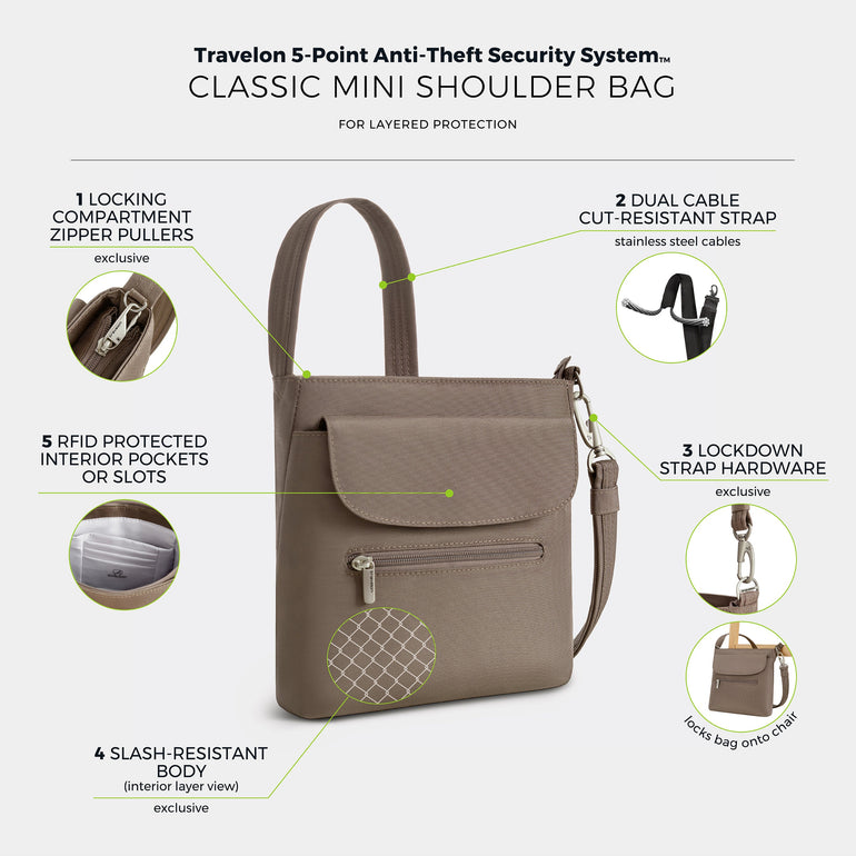 Travelon Anti-Theft Classic Mini Shoulder Bag