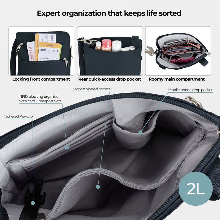 Travelon Anti-Theft Classic Slim Double Zip Crossbody