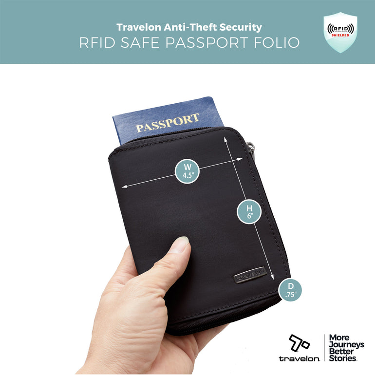 Travelon RFID Blocking Passport Zip Wallet