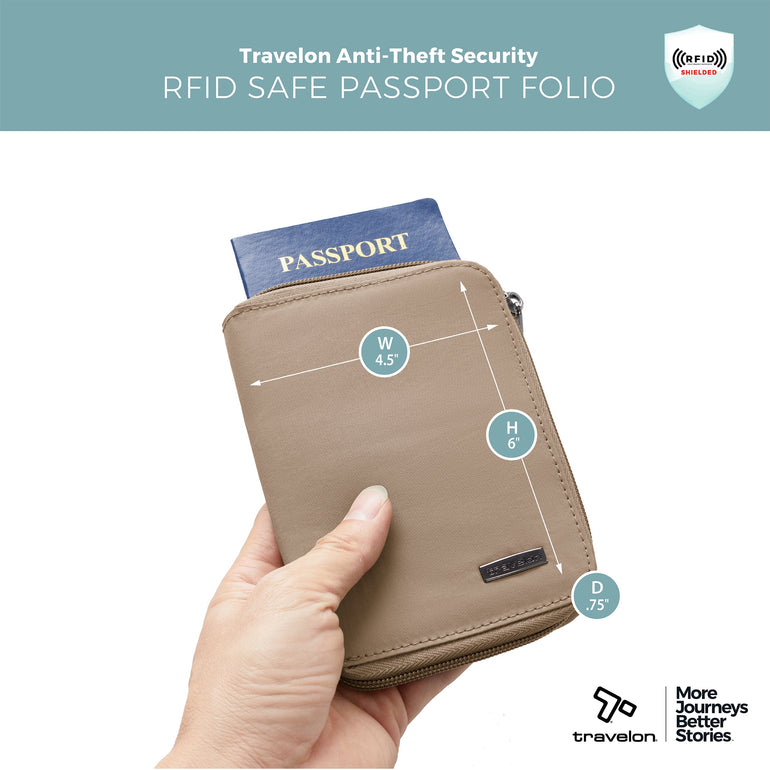 Travelon RFID Blocking Passport Zip Wallet