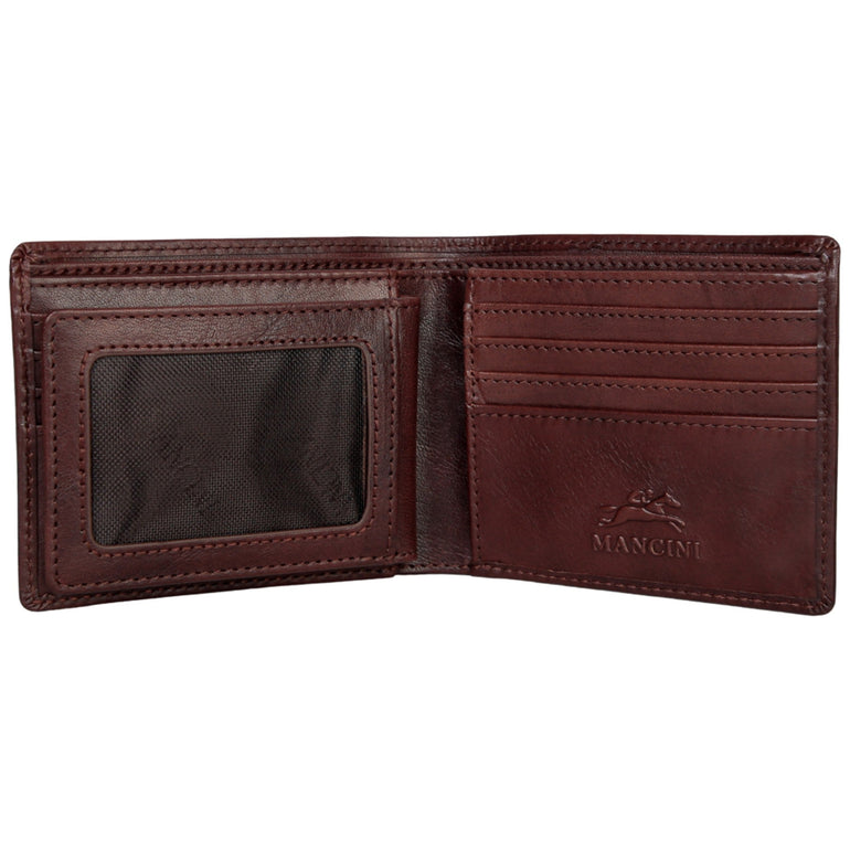 Mancini Pelle D’oro RFID Secure Center Wing Billfold