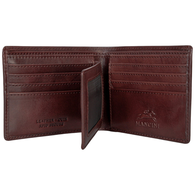 Mancini Pelle D’oro RFID Secure Center Wing Billfold