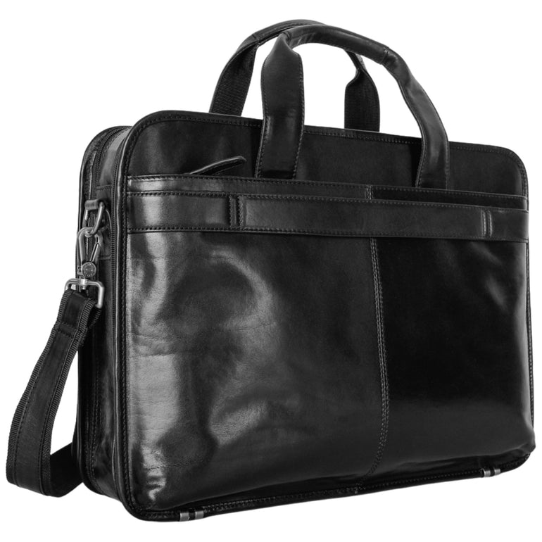 Mancini Pelle D’oro Double Compartment Top Zipper 15.6” Laptop / Tablet Briefcase
