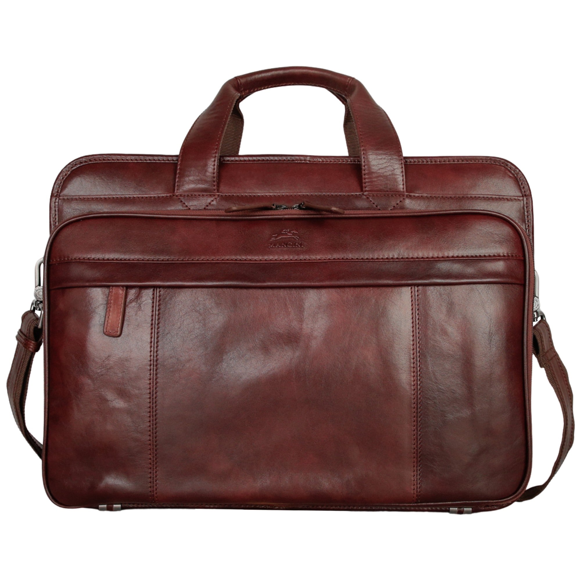 Mancini Pelle D’oro Double Compartment Top Zipper 15.6” Laptop / Tablet Briefcase
