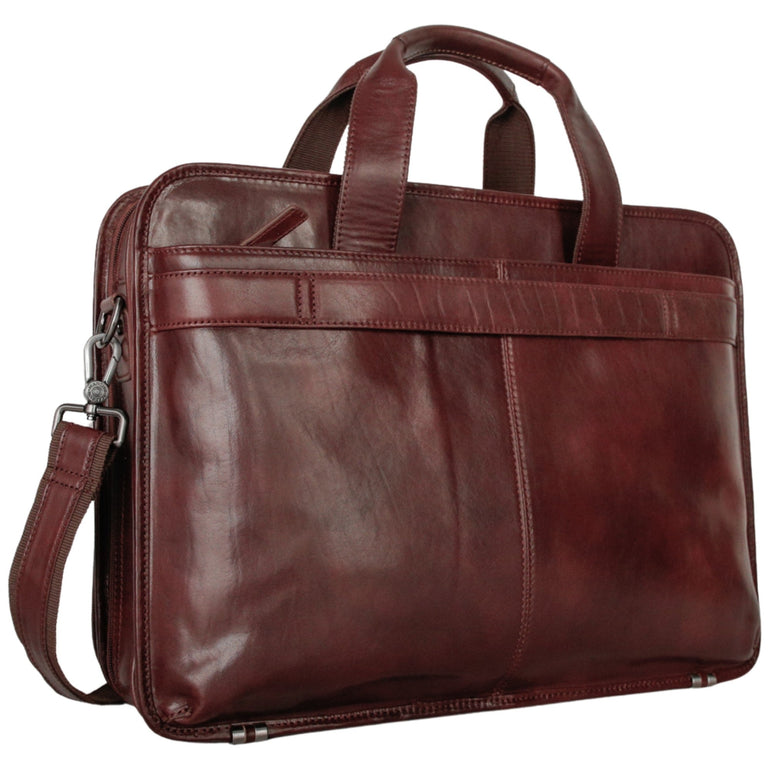 Mancini Pelle D’oro Double Compartment Top Zipper 15.6” Laptop / Tablet Briefcase