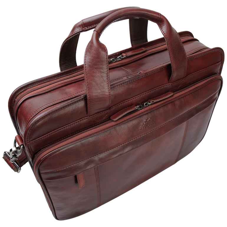 Mancini Pelle D’oro Double Compartment Top Zipper 15.6” Laptop / Tablet Briefcase