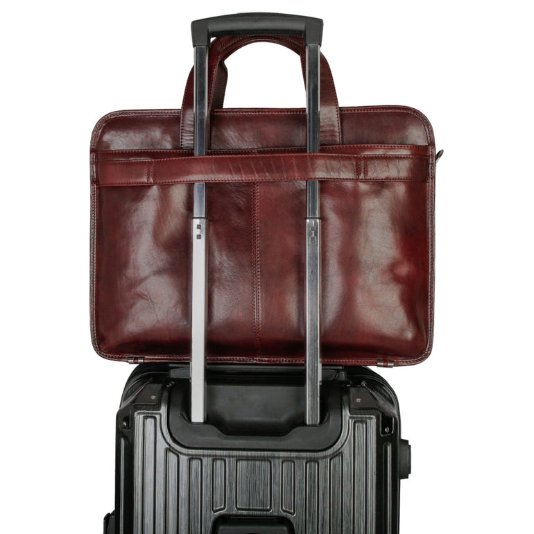 Mancini Pelle D’oro Double Compartment Top Zipper 15.6” Laptop / Tablet Briefcase