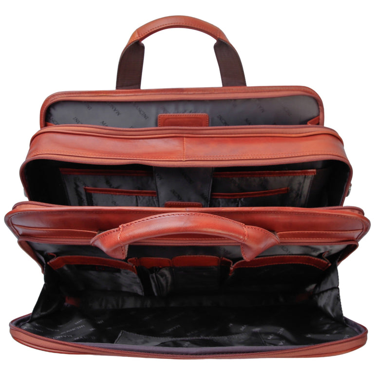 Mancini Pelle D’oro Double Compartment Top Zipper 15.6” Laptop / Tablet Briefcase