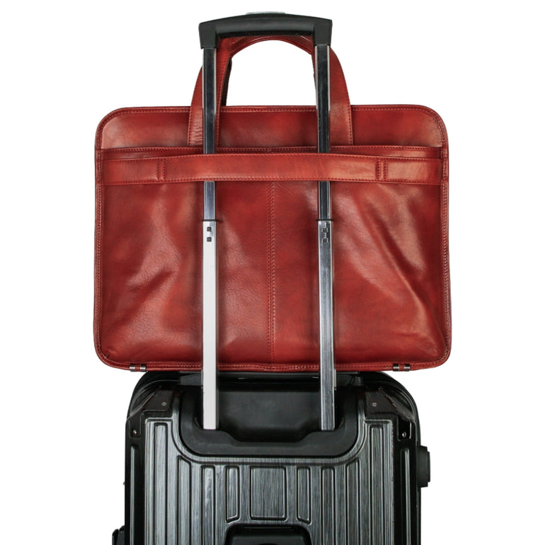 Mancini Pelle D’oro Double Compartment Top Zipper 15.6” Laptop / Tablet Briefcase