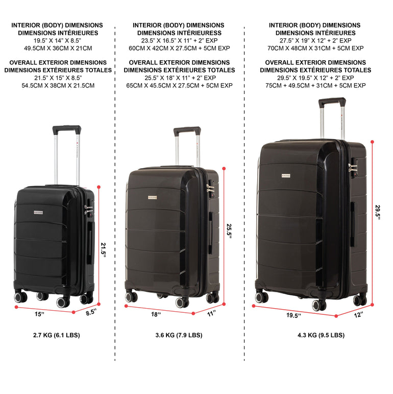 Air Canada Optimum Hardside 3 Piece Luggage Set