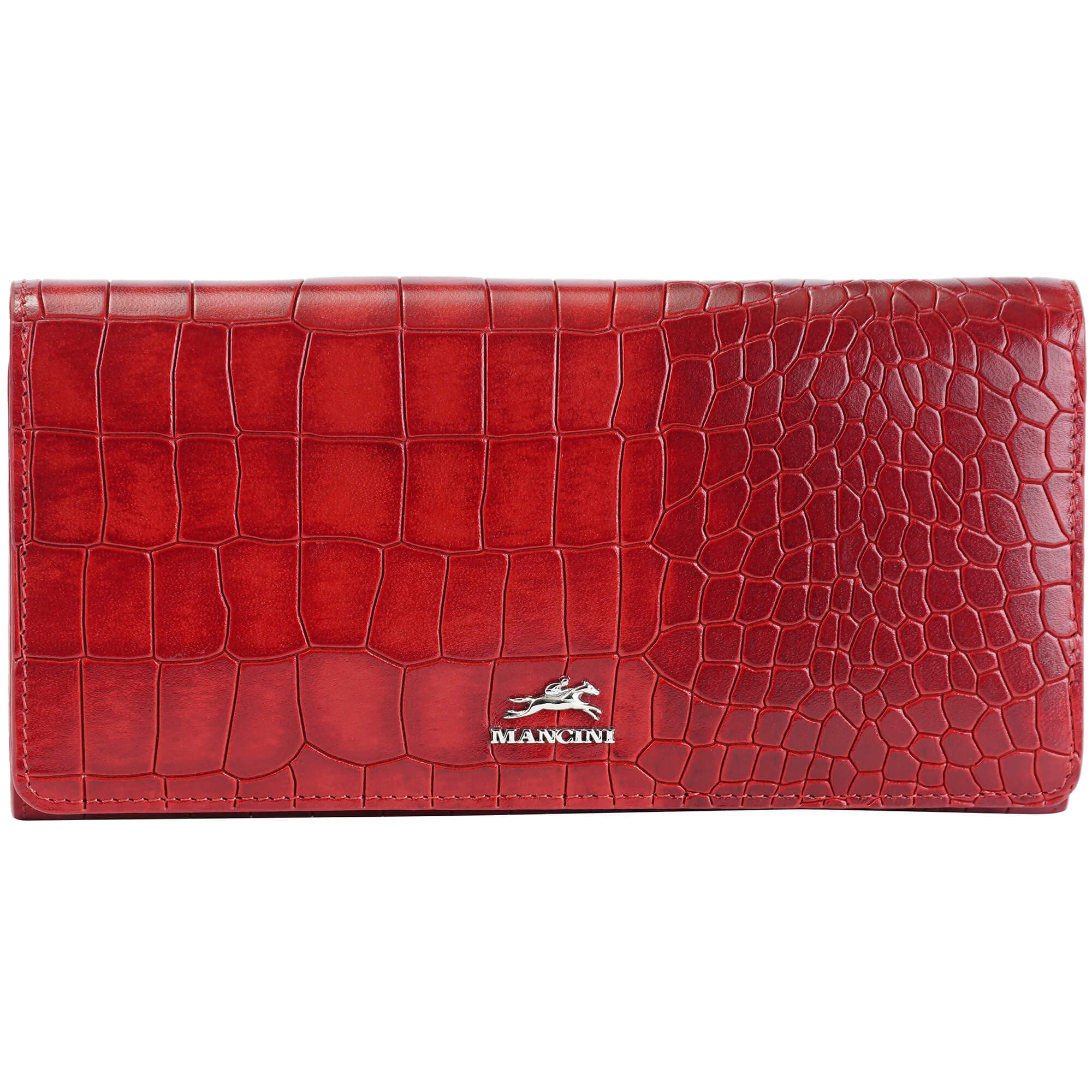 Mancini Croco2 Women’s Trifold Wallet with Enhanced RFID Security