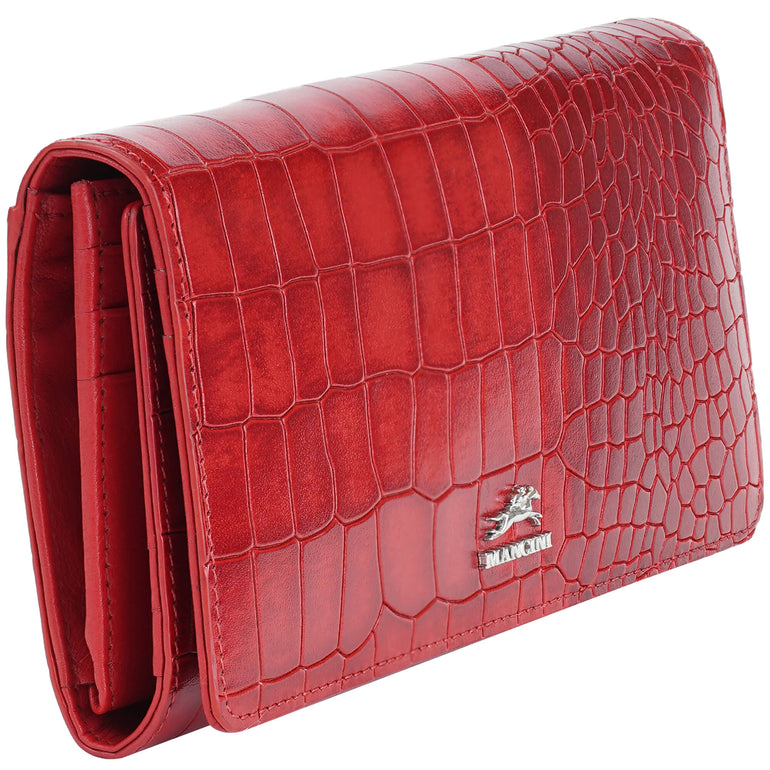 Mancini Croco2 Women’s Trifold Wallet with Enhanced RFID Security