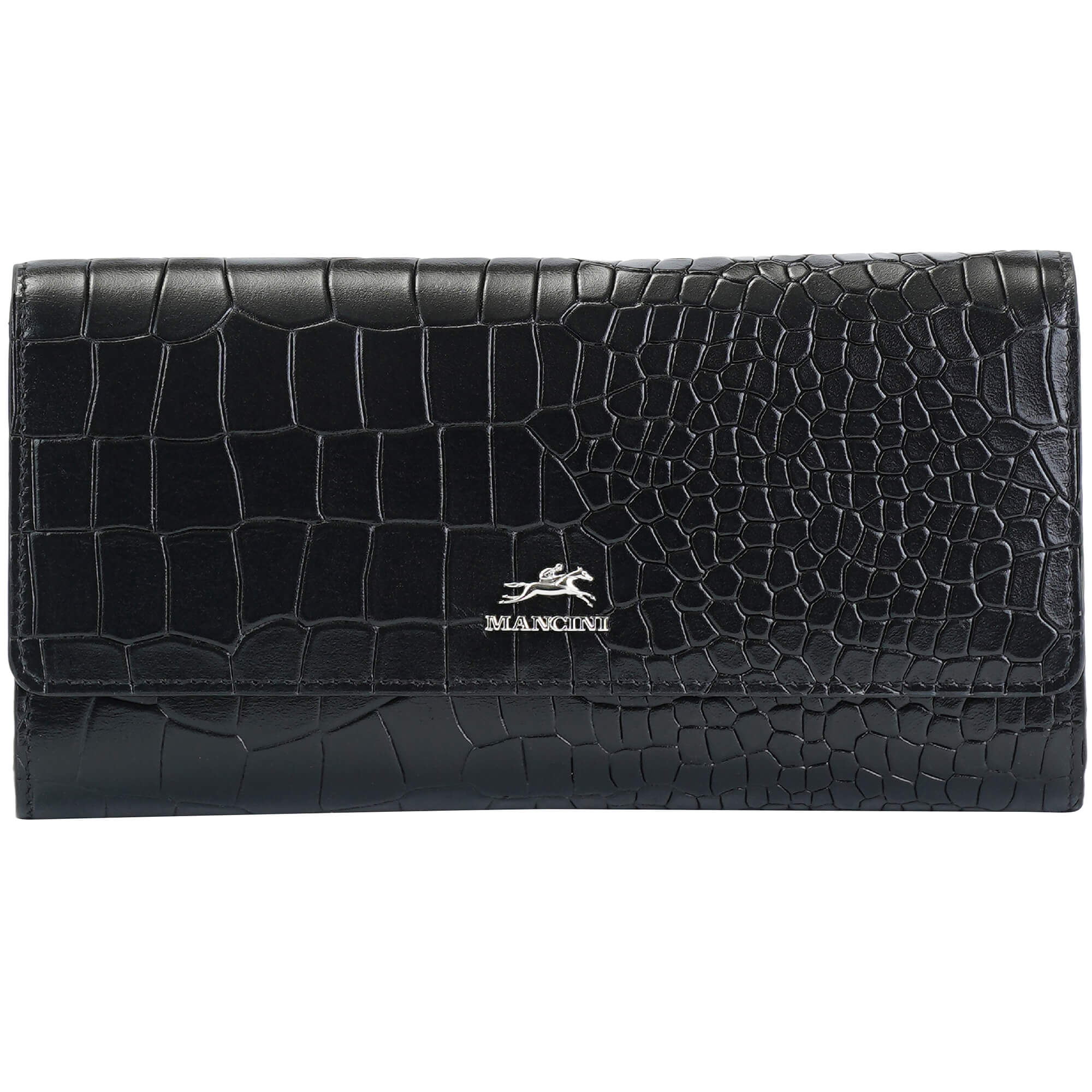 Mancini Croco2 Women’s Quad Fold Wallet with Enhanced RFID Security