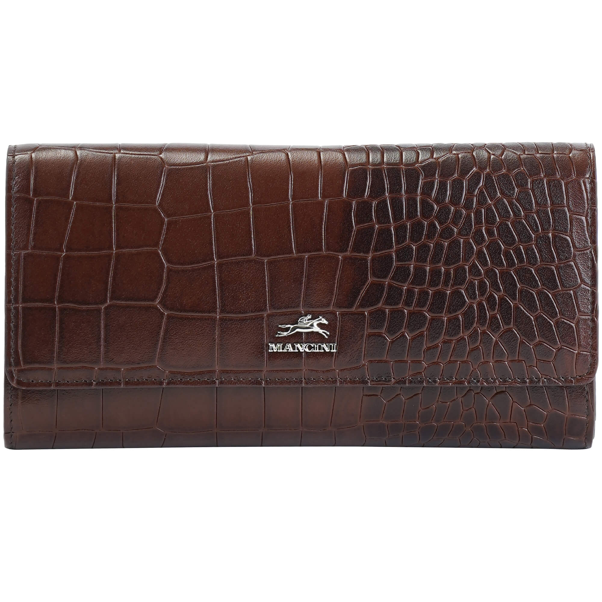 Mancini Croco2 Women’s Quad Fold Wallet with Enhanced RFID Security