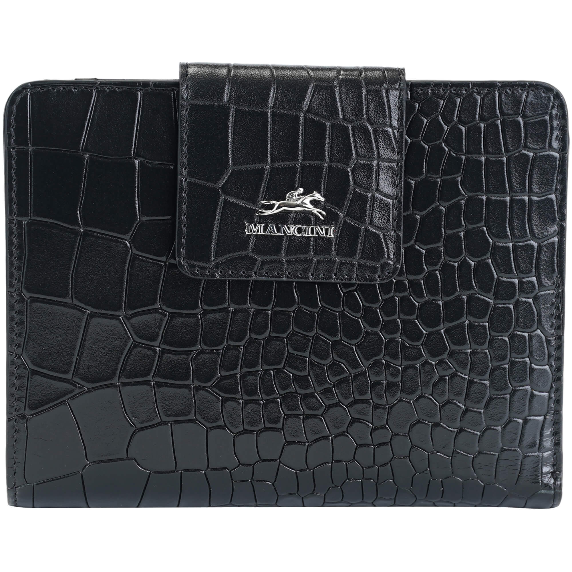 Mancini Croco2 Women’s Medium Clutch Wallet with Enhanced RFID Protection