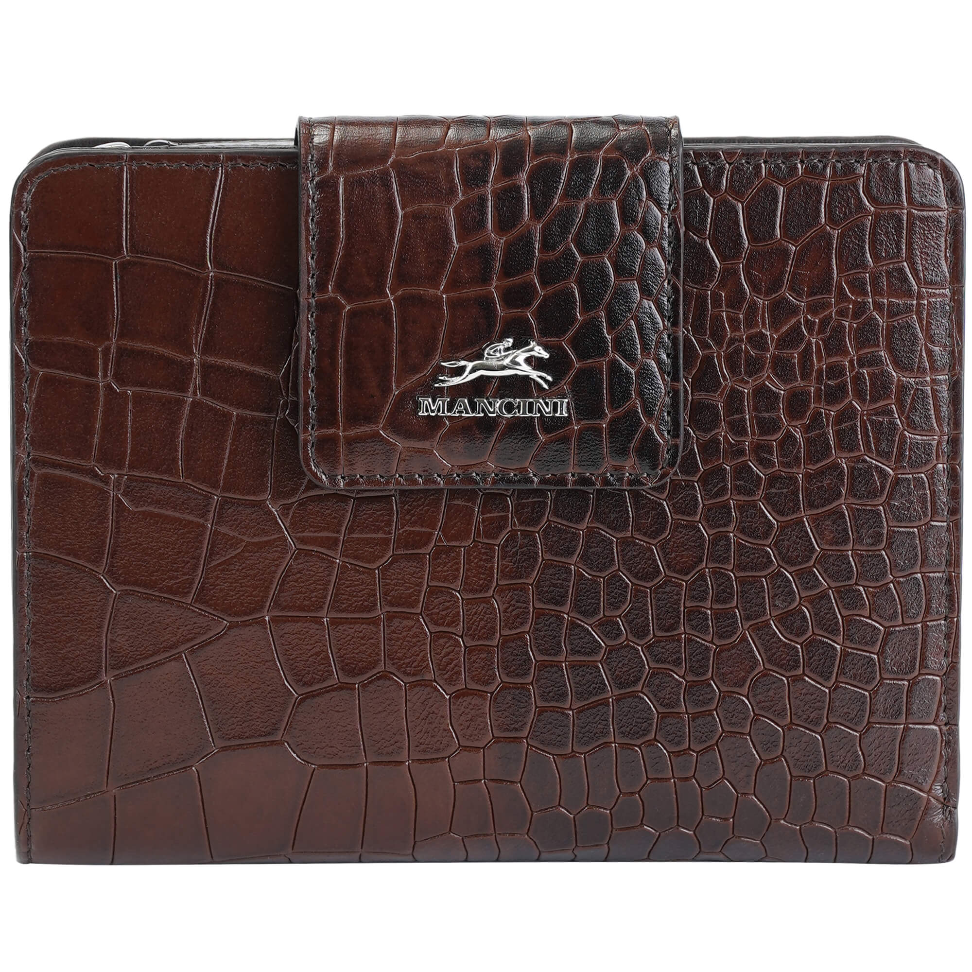Mancini Croco2 Women’s Medium Clutch Wallet with Enhanced RFID Protection