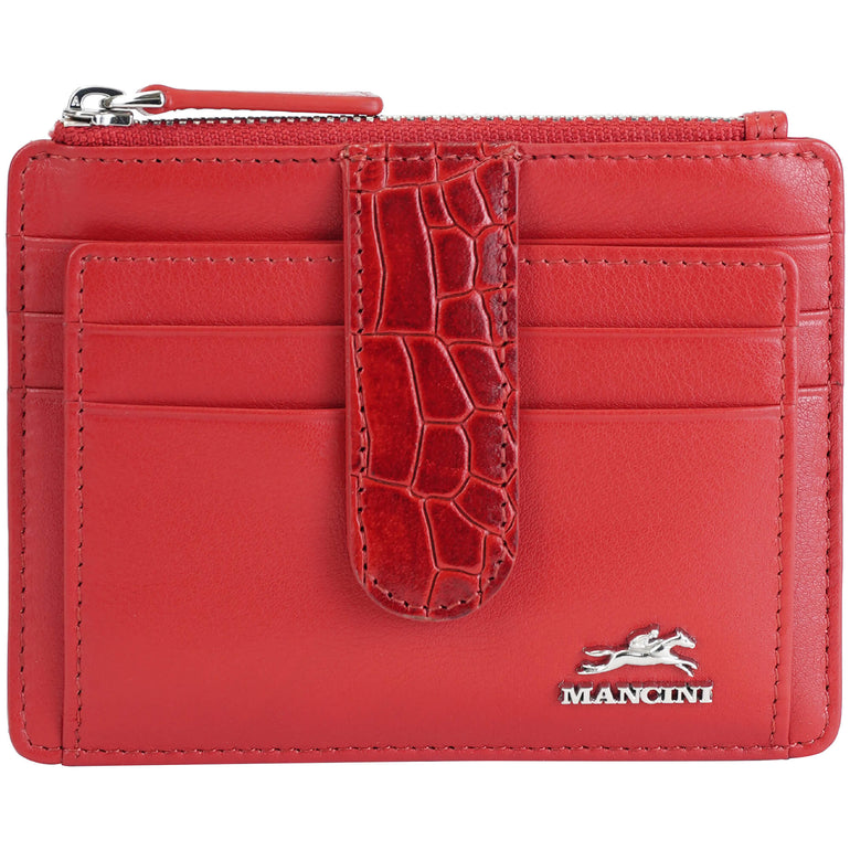 Mancini Croco2 Étui à cartes pour femmes avec une protection RFID renforcée