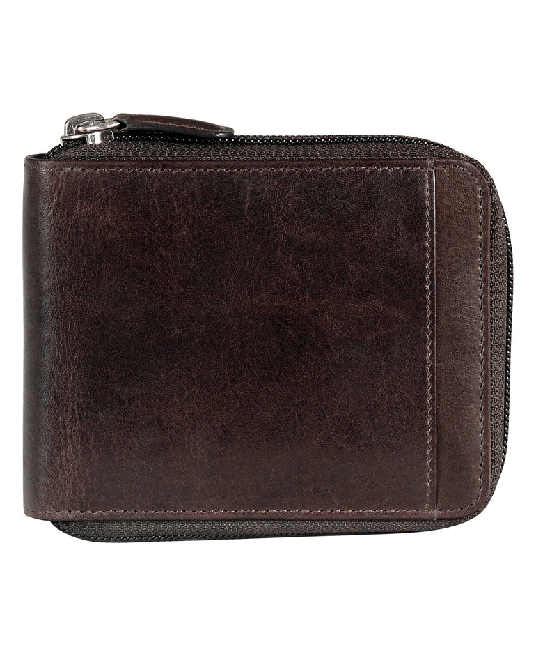 Mancini CASABLANCA Collection Men’s Zippered Wallet with Removable Passcase (RFID Secure)