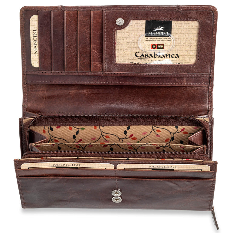 Mancini CASABLANCA Ladies' RFID Secure Medium Clutch Wallet