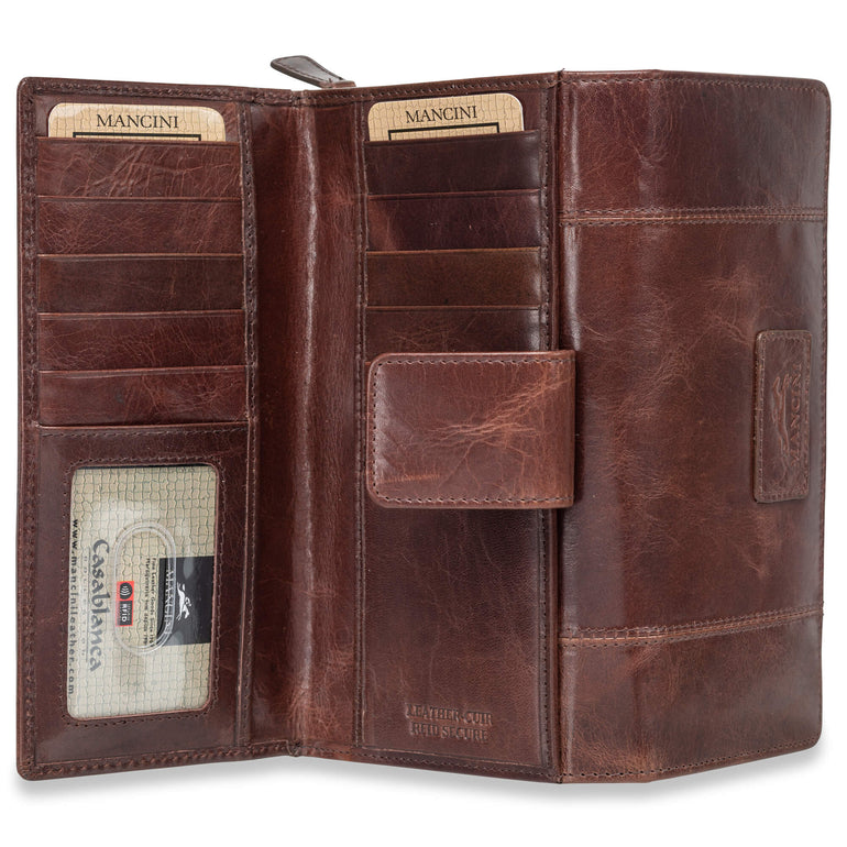Mancini CASABLANCA Ladies' RFID Secure Medium Clutch Wallet