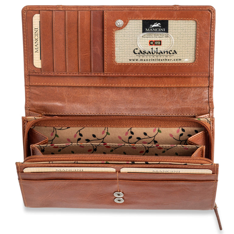 Mancini CASABLANCA Ladies' RFID Secure Medium Clutch Wallet