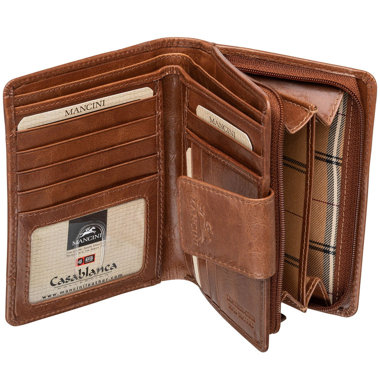 Mancini CASABLANCA Ladies' RFID Secure Medium Clutch Wallet