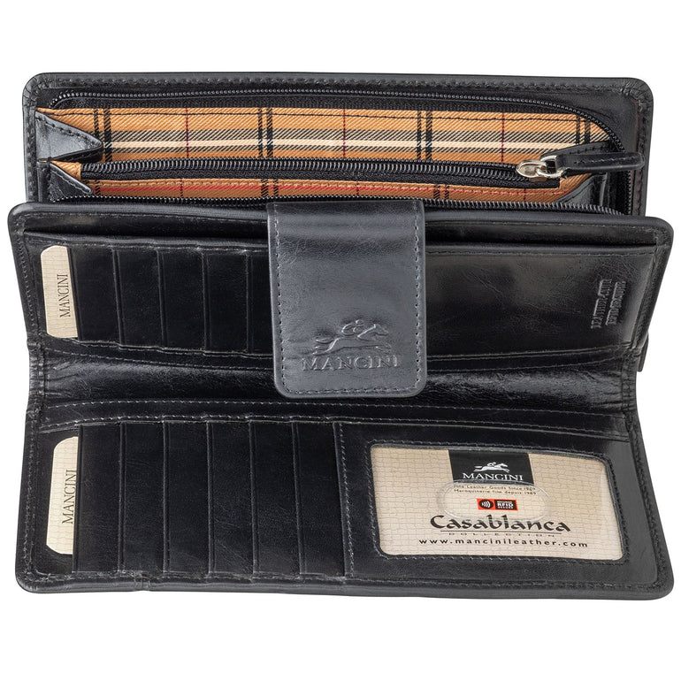 Mancini CASABLANCA Ladies' RFID Secure Clutch Wallet