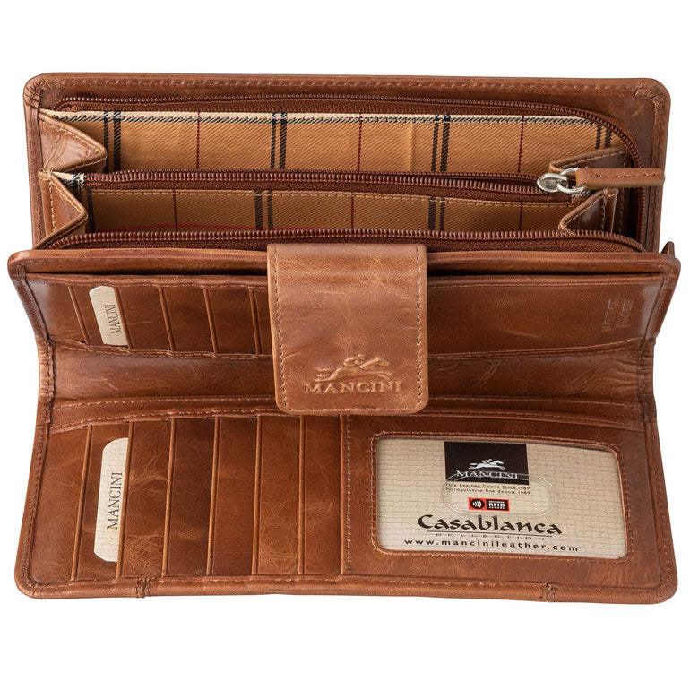 Mancini CASABLANCA Ladies' RFID Secure Clutch Wallet