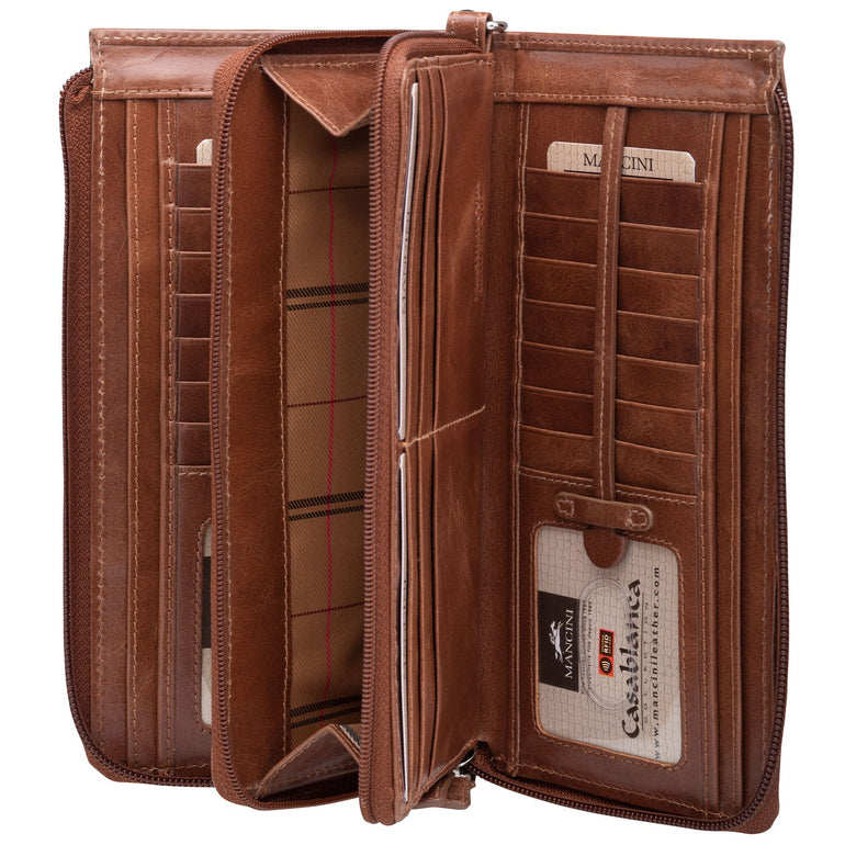Mancini CASABLANCA Ladies` RFID Secure Trifold Wallet