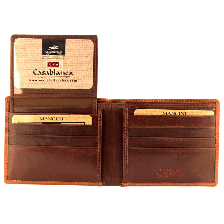 Mancini CASABLANCA Collection Men’s Billfold with Removable Passcase (RFID Secure)