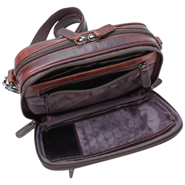 Mancini Buffalo Unisex Bag with Zippered Organizer Pocket