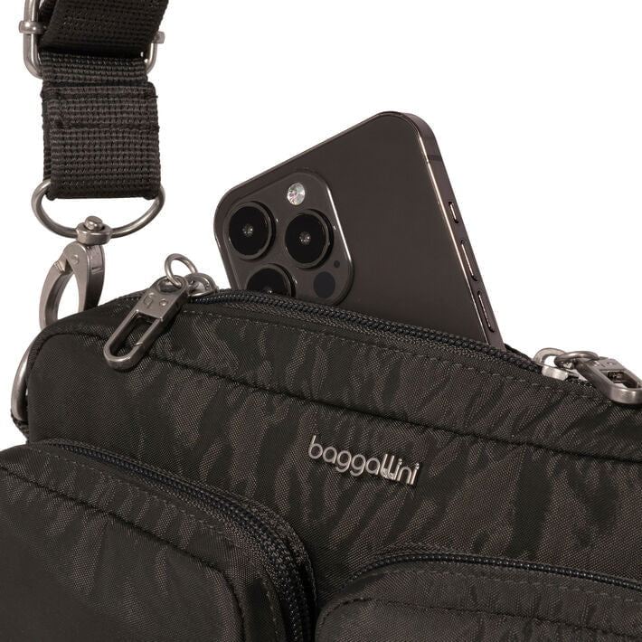 Baggallini Securtex Anti-Theft Treasure Crossbody - Charcoal