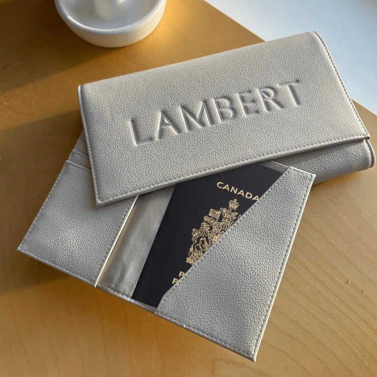 Lambert The Atlas - Oyster Vegan Leather Passport Holder