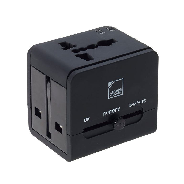 Lewis N. Clark Global Adapter with Dual USB Charger