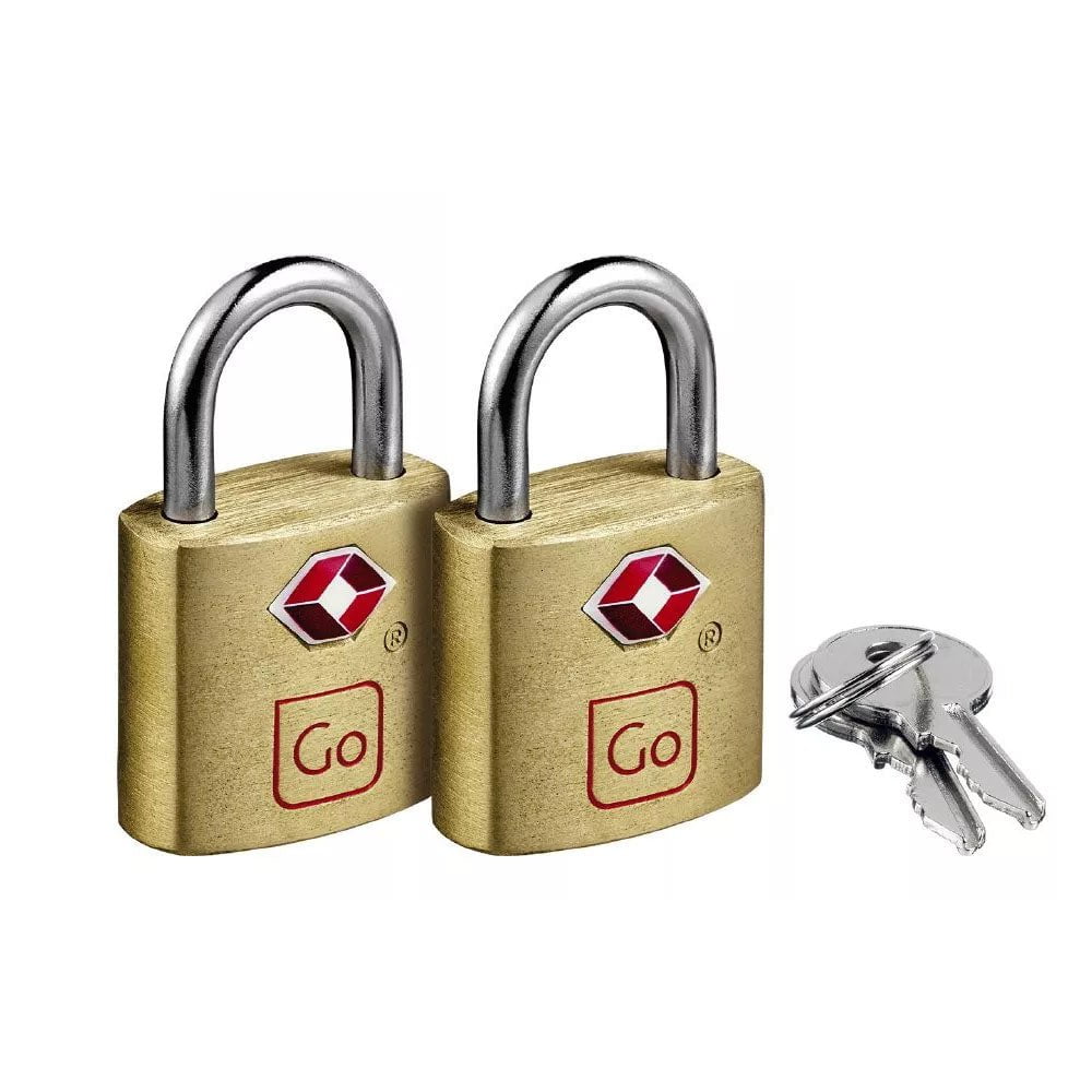 Go Travel Classic Brass Key Twin Padlocks TSA